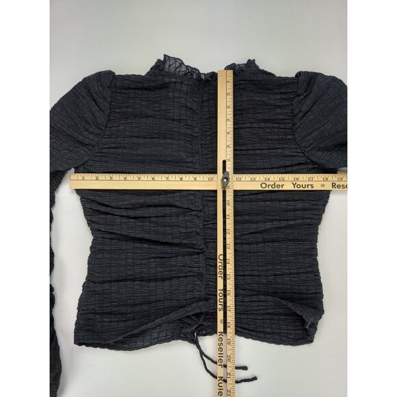 Stockholm Atelier & Other Stories Black Flounce Scrunch Lace Up Cropped Top 6 - Picture 10 of 10